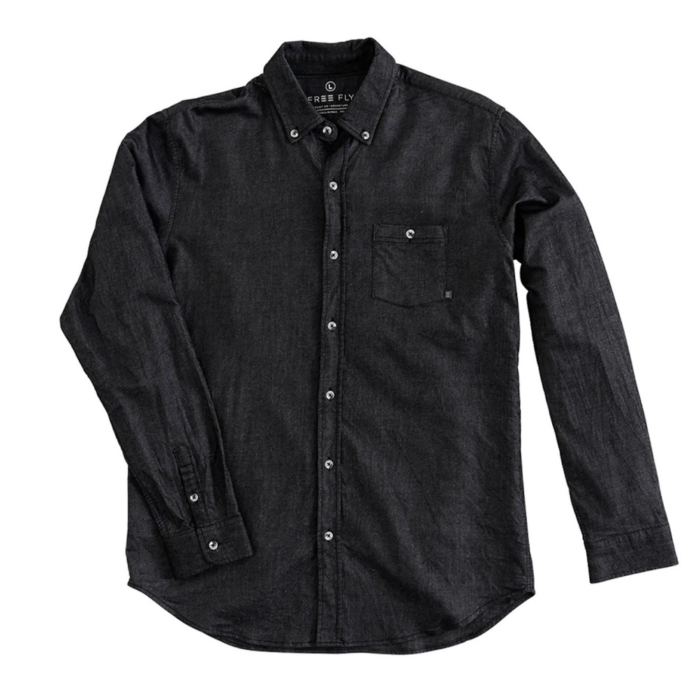 Free Fly Apparel Men's Black Long Sleeve Button Down Shirt